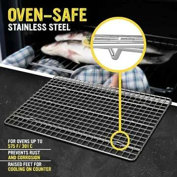 Utopia Kitchen Cooling Racks for Baking Stainless Steel Wire Cookie Rack Fits Jelly Roll Sheet Pan Oven Safe for Cooking Roasting Grilling 10 x 15 Inches