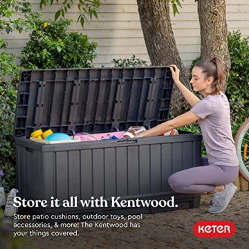 Keter Kentwood 92 Gallon Resin Deck Box Outdoor Storage