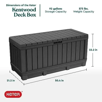 Keter Kentwood 92 Gallon Resin Deck Box Outdoor Storage