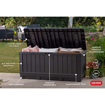 Keter Kentwood 92 Gallon Resin Deck Box Outdoor Storage