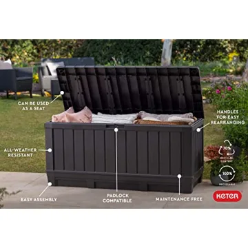 Keter Kentwood 92 Gallon Resin Deck Box Outdoor Storage