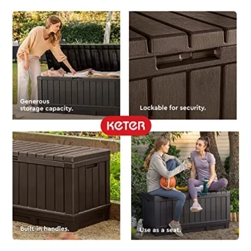 Keter Kentwood 92 Gallon Resin Deck Box Outdoor Storage