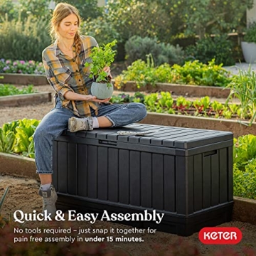 Keter Kentwood 92 Gallon Resin Deck Box Outdoor Storage