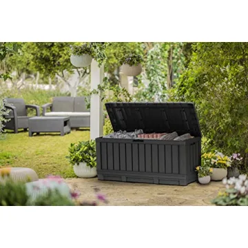 Keter Kentwood 92 Gallon Resin Deck Box Outdoor Storage