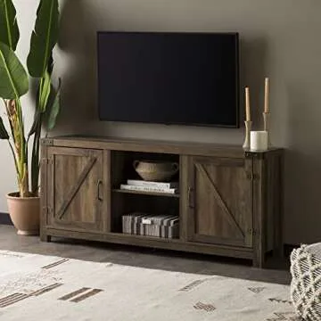 Walker Edison Georgetown Modern Farmhouse Double Barn Door TV Stand for TVs up to 65 Inches, 58 Inch...