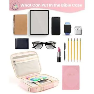 PLOZANO Bible Cover Case for Women, Large Chenille Letter Bible Bag with Shoulder Strap,Pink Bible Carrying Tote Bags for Bible Study Accessories, for Women Lady Teen Grils