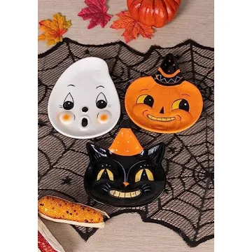 Halloween Character Face Plates Set of 3 for Festive Dining