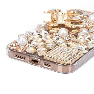 iFiLOVE iPhone 12 Pro Max Bling Case - Luxury 3D Sparkle Glitter Diamond Crystal Rhinestone Charm, 6.7 inch (Champagne)