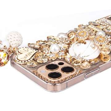 iFiLOVE iPhone 12 Pro Max Bling Case - Luxury 3D Sparkle Glitter Diamond Crystal Rhinestone Charm, 6.7 inch (Champagne)