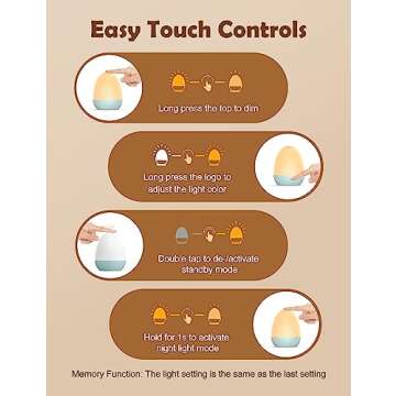 JolyWell Night Lights for Kids with Stable Charging Pad, Touch Control&Timer Setting, ABS+PC Baby Egg Lamp for Breastfeeding，Blue