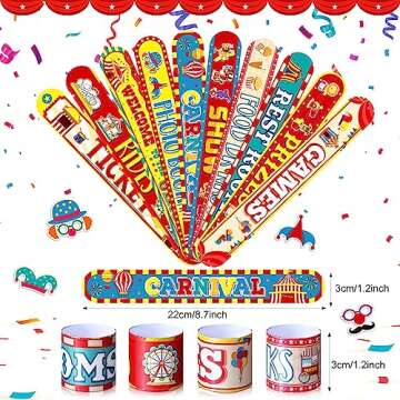 Junkin 40 Pcs Carnival Party Favors Circus Carnival Clown Animal Slap Bracelets Wristbands Christmas...
