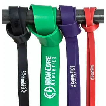 Iron Core Athletics Pull-Up Assistance Bands - Heavy Long Loop Resistance Bands Set 10-120 lbs for Men & Women | Ideal for Strength Training, Powerlifting, Home & Gym Workouts