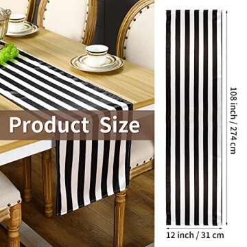 Tatuo Black and White Striped Table Runner Set - Elegant Decor