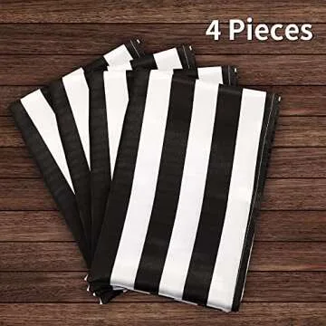 Tatuo Black and White Striped Table Runner Set - Elegant Decor
