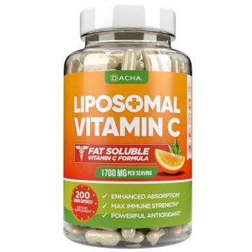 DACHA Natural Liposomal Vitamin C - 1700mg, 200 Capsules, Immune System & Collagen Booster, High Abs...