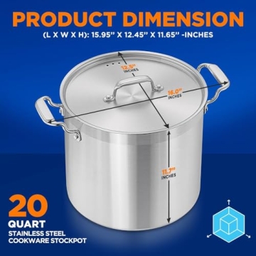 NutriChef 20 Quart Heavy-Duty Stockpot for All Cooktops