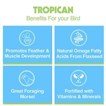 HARI Tropican Bird Food, Hagen Parrot Food with Peanuts & Sunflower Seeds, Parrot Granules for Small Parrots, High Performance 2 mm, 25 lb Bag (packaging may vary)