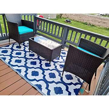 BalajeesUSA Outdoor Rug - 5x7 feet, Multi Color, Reversible, Portable, for Camping picnic, Waterproo...