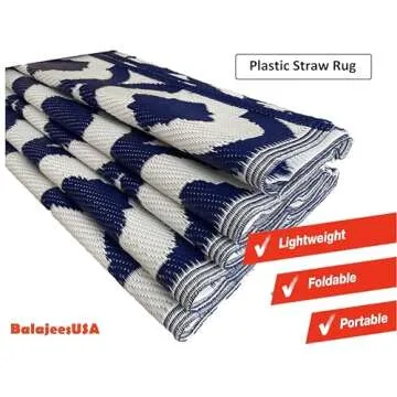 BalajeesUSA Outdoor Rug - 5x7 feet, Multi Color, Reversible, Portable, for Camping picnic, Waterproof, Plastic straw patio rugs, RV camper mat 477