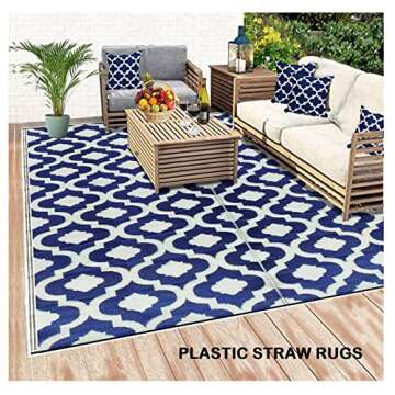 BalajeesUSA Outdoor Rug - 5x7 feet, Multi Color, Reversible, Portable, for Camping picnic, Waterproof, Plastic straw patio rugs, RV camper mat 477