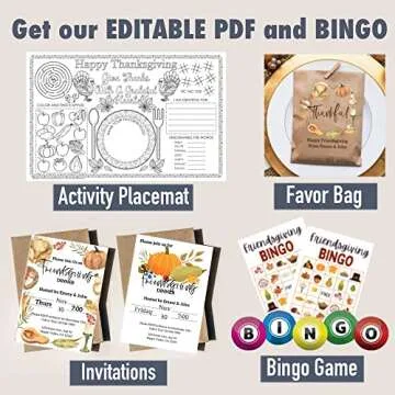 Emuya Friendsgiving Party Decorations - Happy Friendsgiving Decor Banner Set, & PDF Download Foil Balloons Garland, Fairy light, Gold Balloon Letters & 13' Paper Fall Leaf - Table & Backdrop Ideas