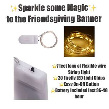 Emuya Friendsgiving Party Decorations - Happy Friendsgiving Decor Banner Set, & PDF Download Foil Balloons Garland, Fairy light, Gold Balloon Letters & 13' Paper Fall Leaf - Table & Backdrop Ideas