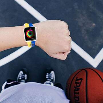 Basketball design Compatible with Apple Watch Band 38mm/40mm/42mm/44mm,Classic Cute Fashion for Kids Men Boys Character Silicone Band Compatible iWatch SE,Series 5,Series 4,Series 3,Series 2,Series 6