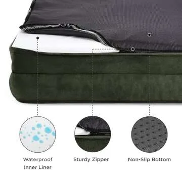 Bedsure Orthopedic Dog Bed for Large Dogs - Big Washable Dog Sofa Beds Large, Supportive Foam Pet Couch Bed with Removable Washable Cover, Waterproof Lining and Nonskid Bottom, Dark Green