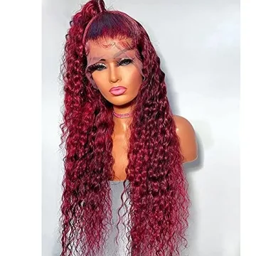 GIANNAY Red Curly Lace Front Wig for Stunning Style