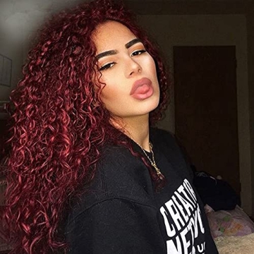 GIANNAY Red Curly Lace Front Wig for Stunning Style