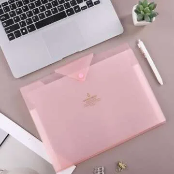 SKYDUE Accordion File Organizer, File Folders with 5 Pockets, Portable Document Organizer, Pink School Office Supplies