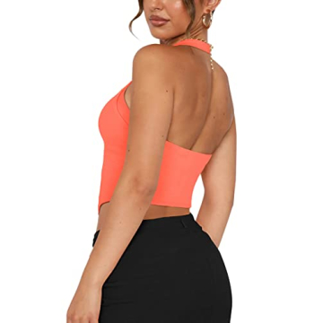 Trendy REORIA Halter Crop Top with Stylish Design for Women