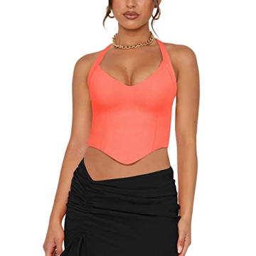 Trendy REORIA Halter Crop Top with Stylish Design for Women