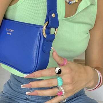 YOSOMK French Tip Press on Nails Long with Designs Pink and White Rhinestones False Fake Nails Press On Coffin Artificial Nails for Women Stick on Nails With Glue on Static nails