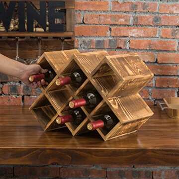 MyGift Rustic Wood Wine Rack - 8 Bottle Holder