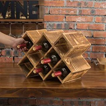 MyGift Rustic Wood Wine Rack - 8 Bottle Holder