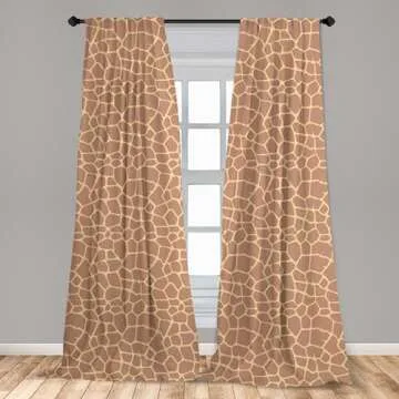 Lunarable Savannah Window Curtains, Ikat Style Inspired Coffee Tones of Giraffe Skin Animal Print Pattern, Lightweight Decor 2-Panel Set with Rod Pocket, Pair of - 28" x 84", Beige