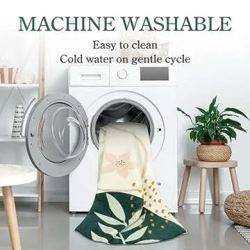 Lahome Green Botanical Print Non-Slip Area Rug - 3x5