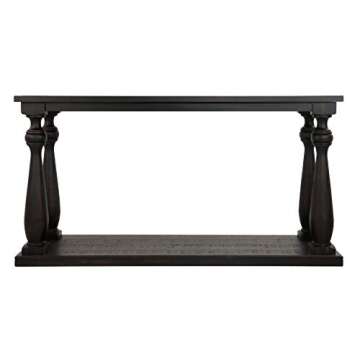 Signature Design by Ashley Mallacar Rustic Cottage Rectangular Sofa Table with Floor Shelf, Black