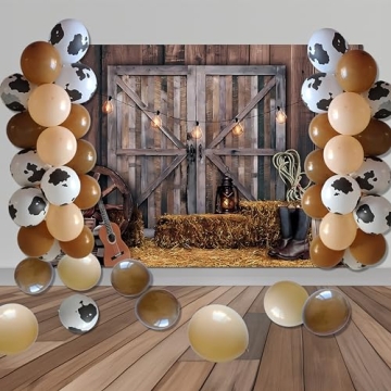 Western Cowboy Party Decorations Backdrop & 50 Balloons Arch Kit Photoshoot Backdrops Background Sup...