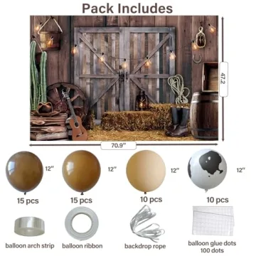 Western Cowboy-Themed Backdrop & Balloon Kit for Events