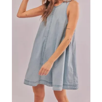 TBETNE Women’s Denim Dress Casual Summer Sleeveless Mini