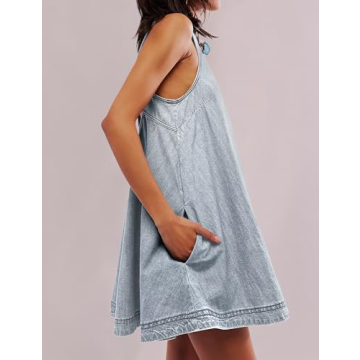 TBETNE Women’s Denim Dress Casual Summer Sleeveless Mini
