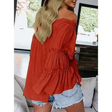 Chic Off The Shoulder Long Bell Sleeve Blouse for Women