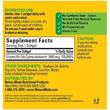 Nature Made Vitamin B12 3000 mcg - 60 Softgels for Energy Support