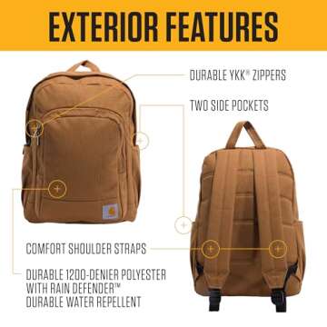 Carhartt 25L Classic Backpack, Durable Water-Resistant Pack W/ 15" Laptop Sleeve and Multiple Organi...
