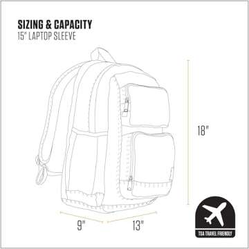 Carhartt 25L Classic Backpack, Durable Water-Resistant Pack W/ 15" Laptop Sleeve and Multiple Organizational Compartments, Black, PFAS Free