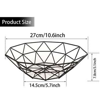 TEETOOKEA Metal Wire Fruit Bowl, Iron Arts Fruit Storage Baskets for Kitchen Counter, Countertop, Home Decor, Table Centerpiece Decorative hold Vegetables, Bread, Snacks, Potpourris