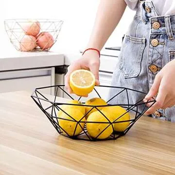 TEETOOKEA Metal Wire Fruit Bowl for Kitchen and Home Decor
