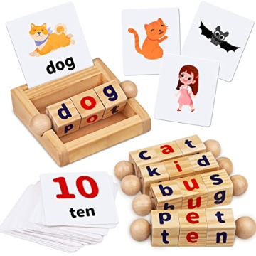 Montessori Wooden Reading Blocks for Toddlers Educational Toy